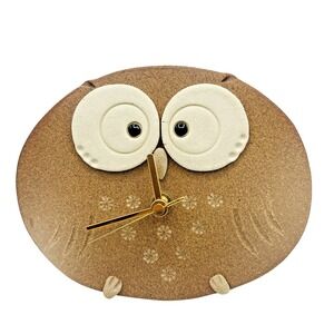 Hechimon Owl Wall Clock Shigaraki Ware Ceramic Japanese Folk Art Handcrafted